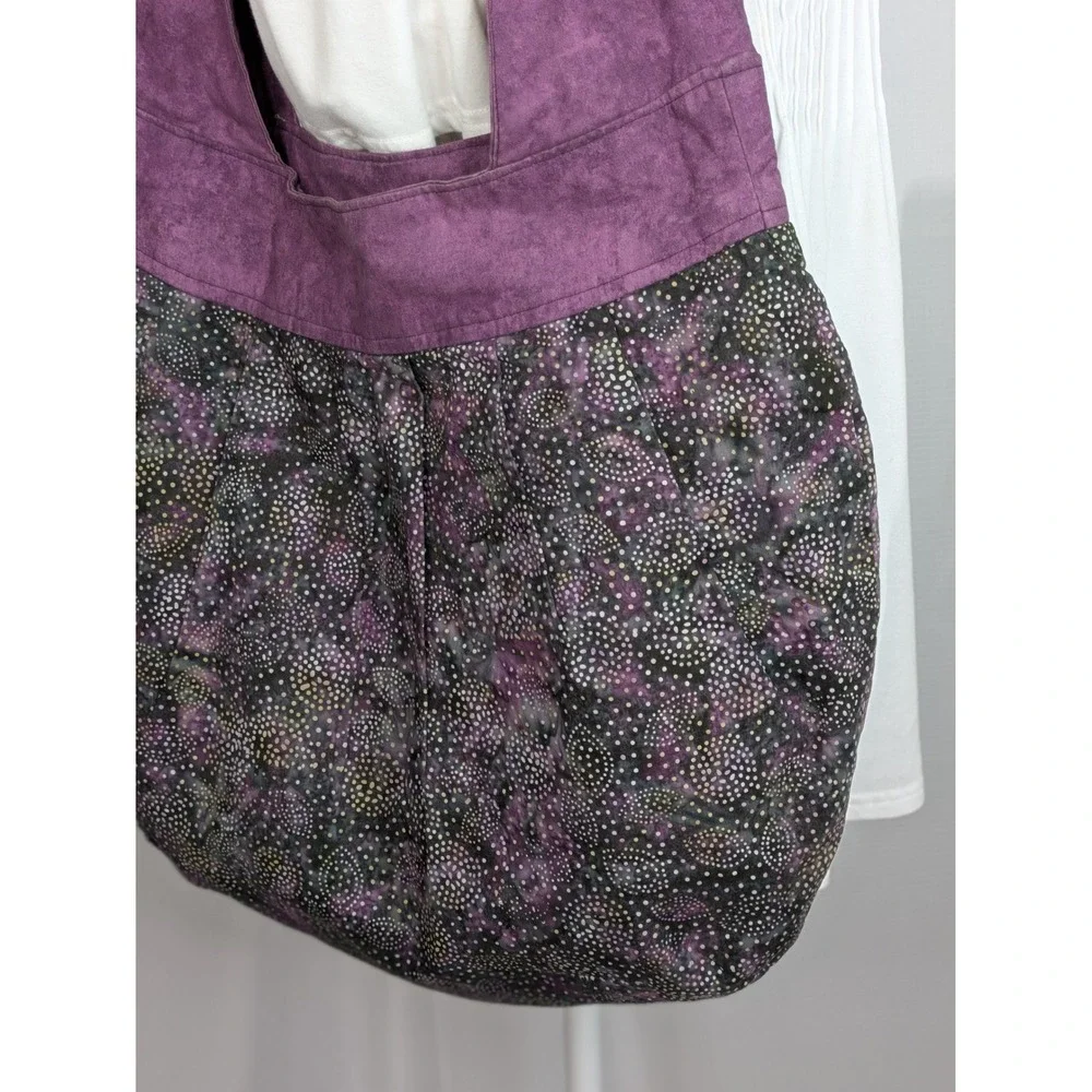 Purple Black Boho Hobo Bag Batik Print Festival Shoulder Purse Slouch Tote